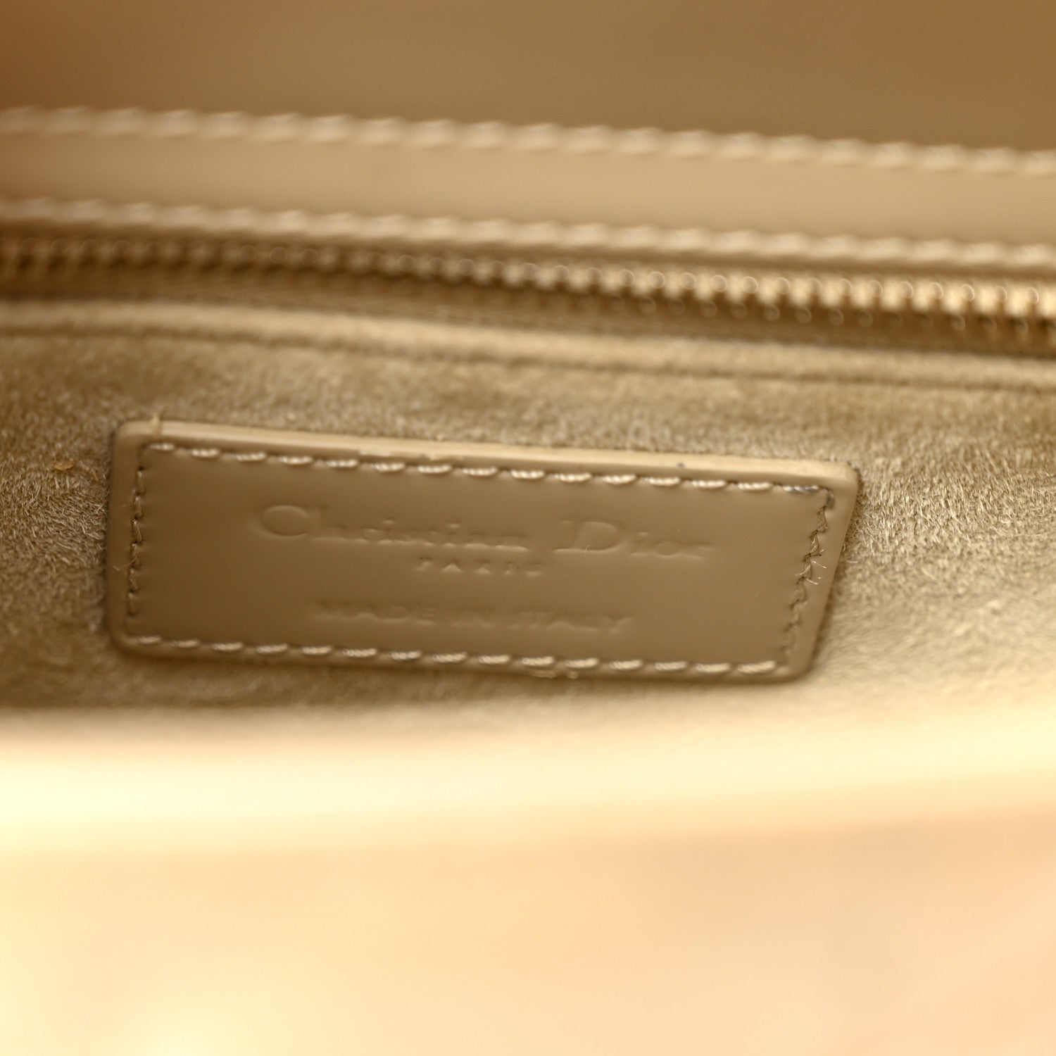 Patent Cannage Small Lady Dior Beige
