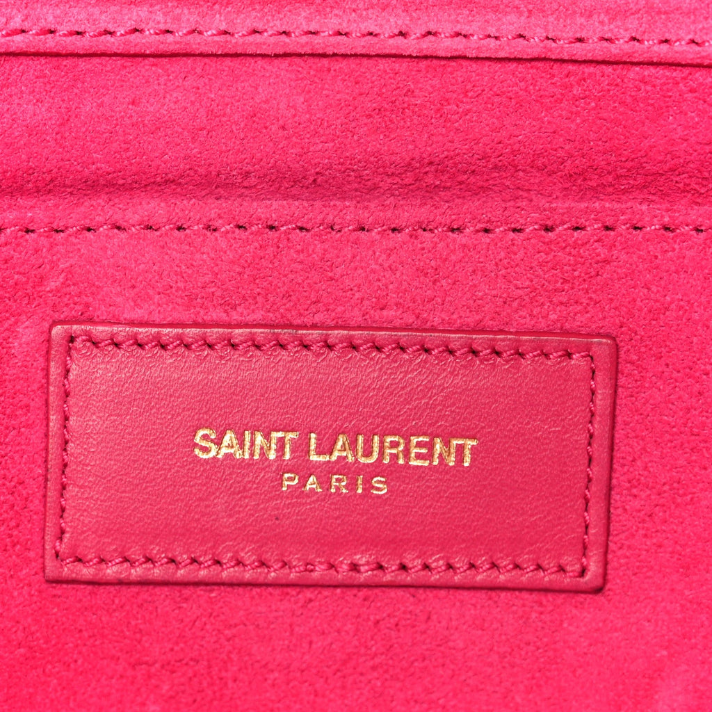Calfskin Classic Y Ligne Clutch Fuchsia