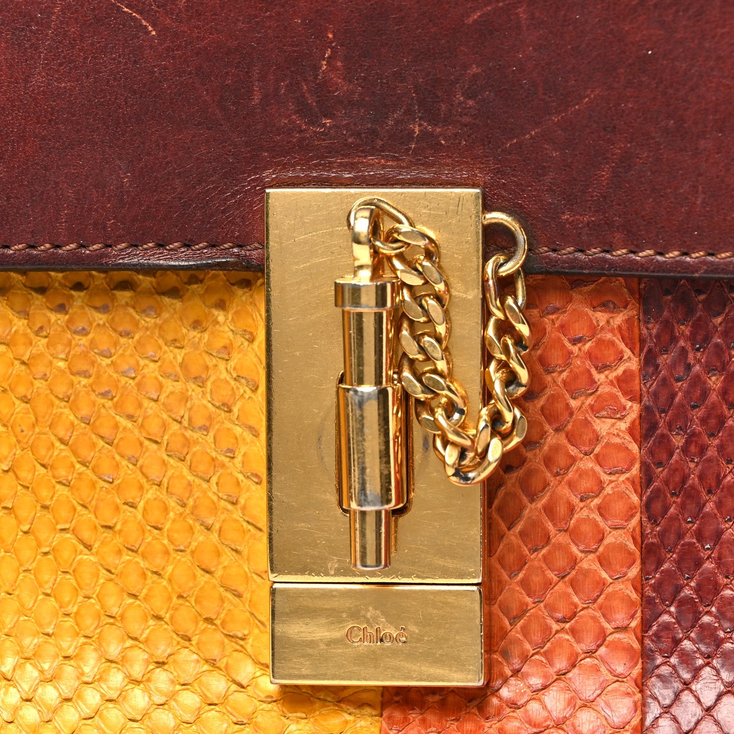 Snakeskin Drew Shoulder Bag Brown Multicolor