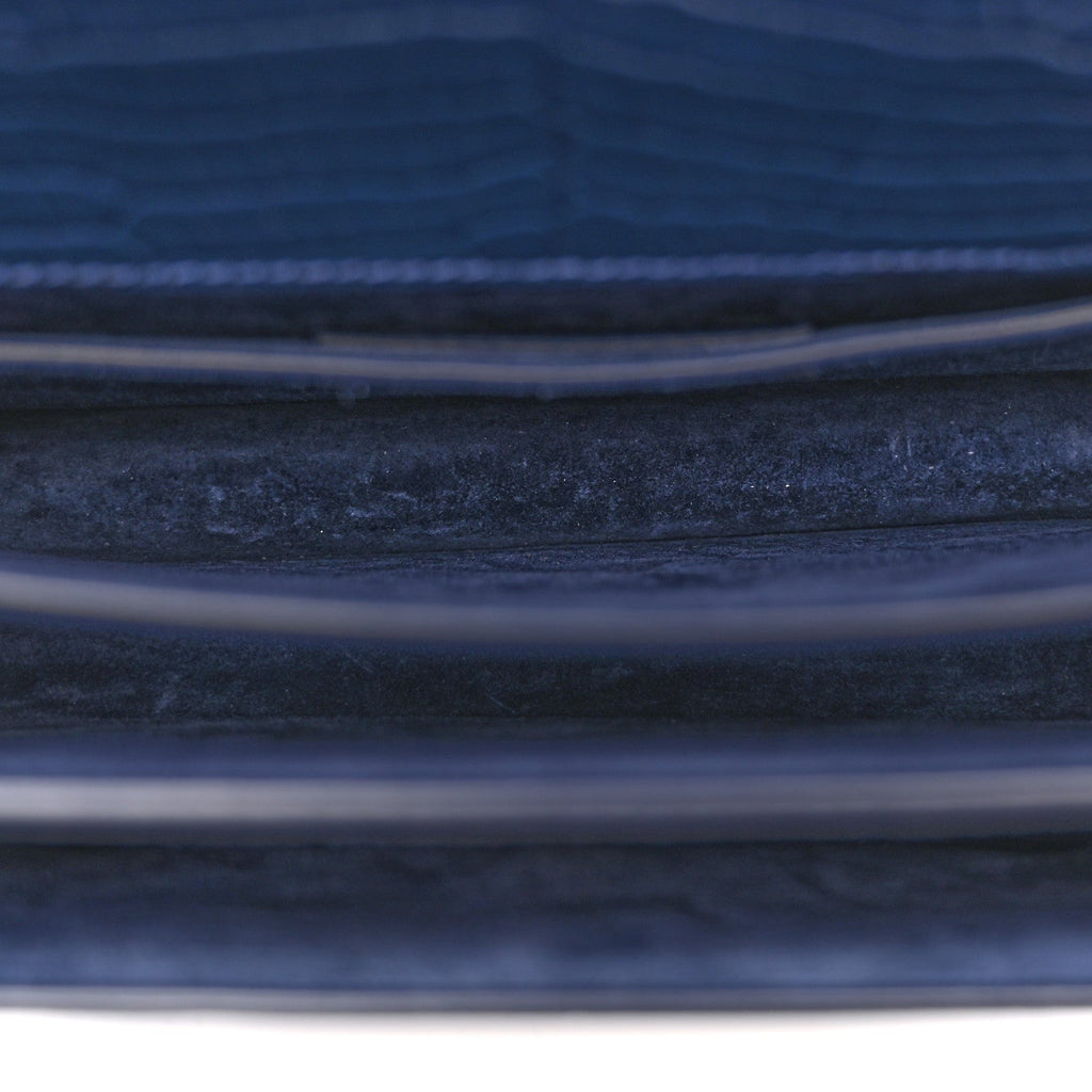 Calfskin Crocodile Embossed Medium Monogram Sunset Navy