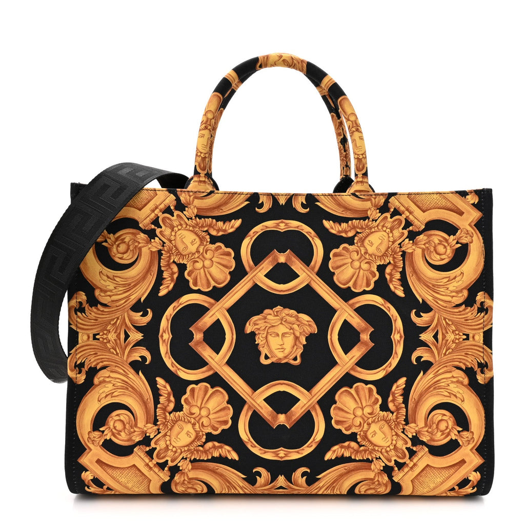 Canvas Baroque Print Medusa Large Tote Black