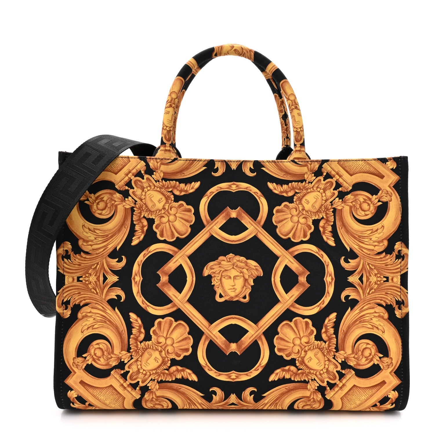 Canvas Baroque Print Medusa Large Tote Black