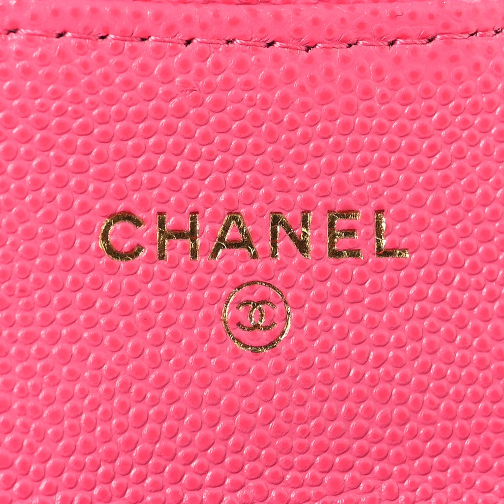 Caviar Quilted Flap  Holder Wallet Pink