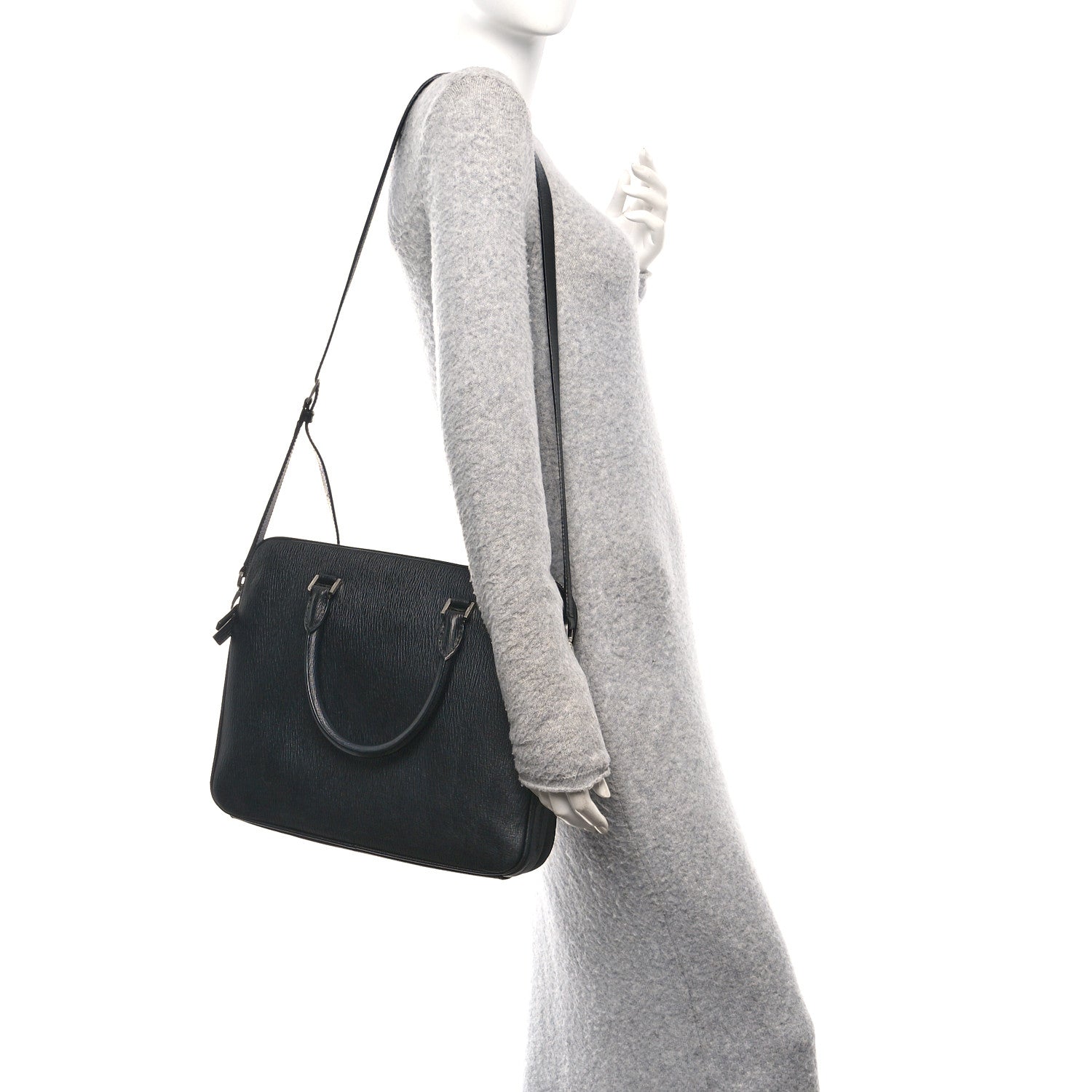 Calfskin Zip Around Briefcase Black