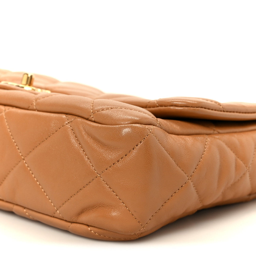 Lambskin Quilted Large CC Funky Town Flap Beige