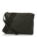 Piuma Calfskin Jumbo GG Embossed Medium Wristlet Messenger Bag Green
