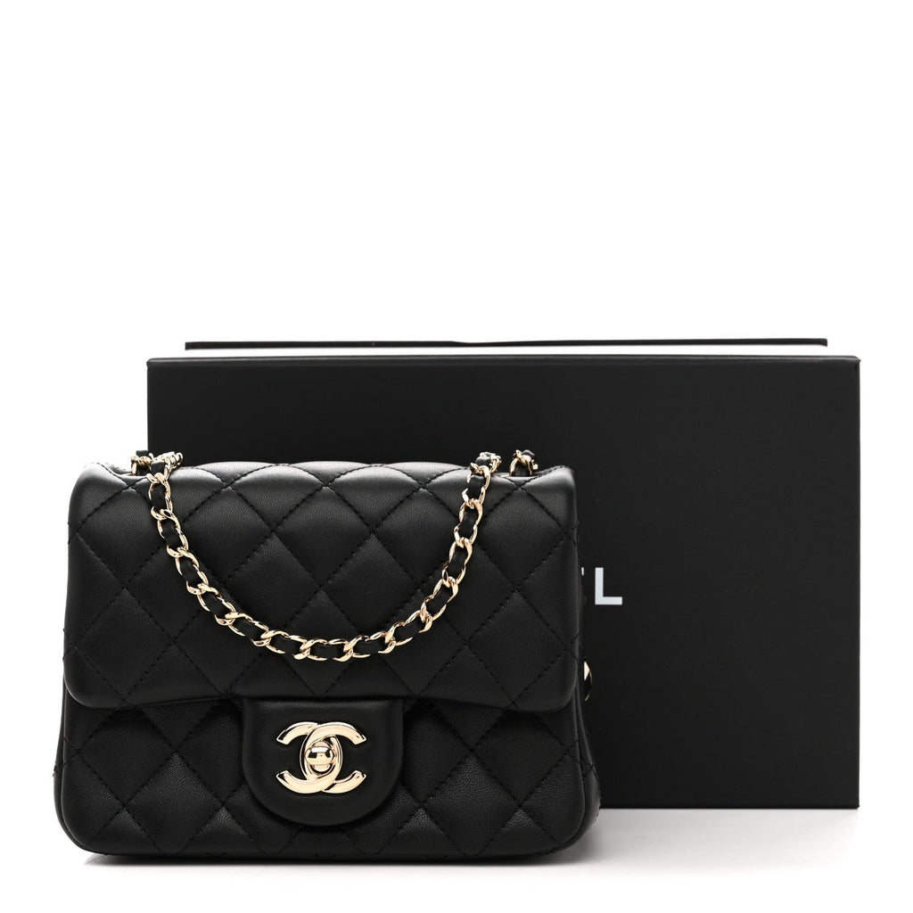Lambskin Quilted Enamel Mini Pearl Crush Flap Black