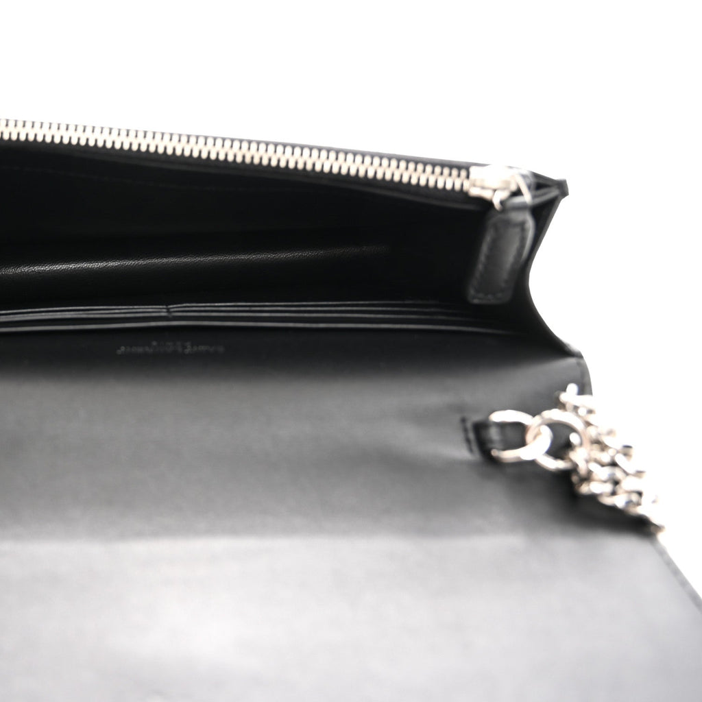 Smooth Calfskin Classic Monogram Kate Tassel Chain Wallet Black