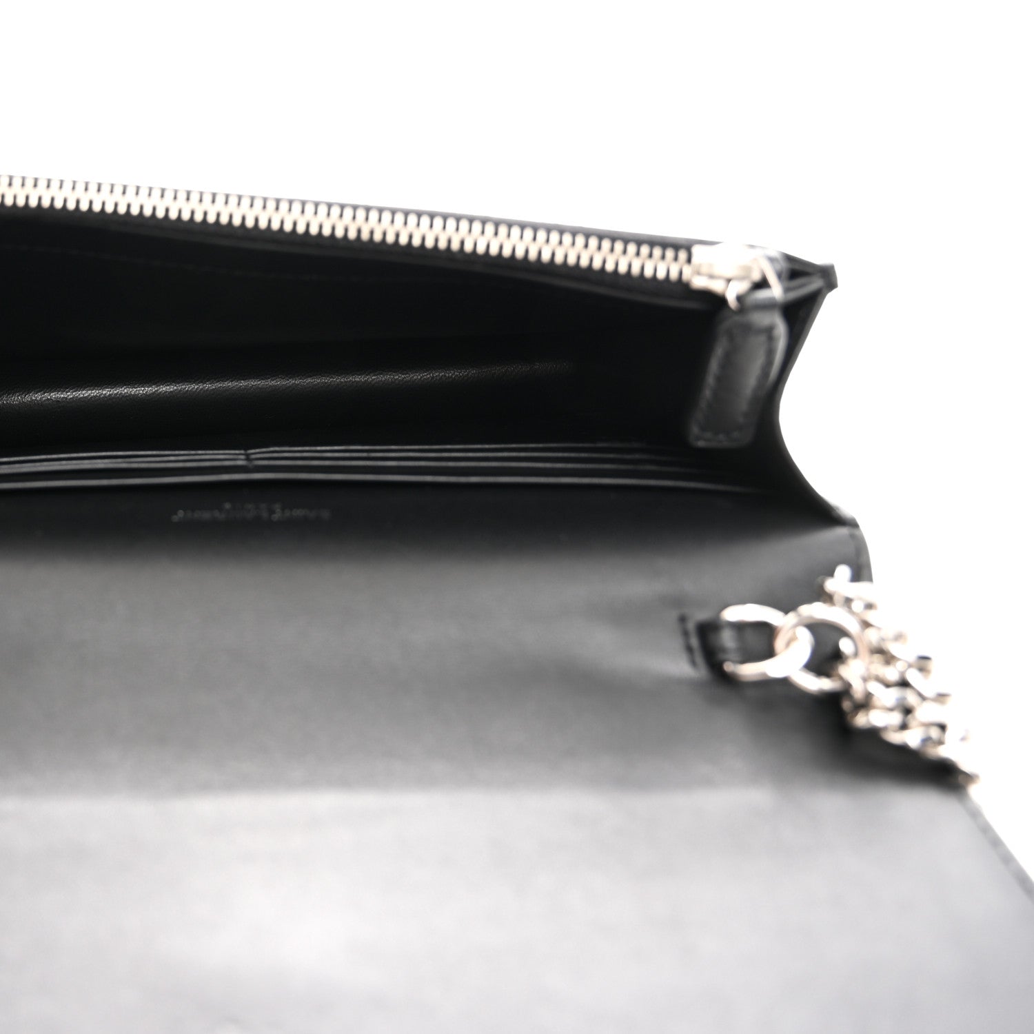 Smooth Calfskin Classic Monogram Kate Tassel Chain Wallet Black