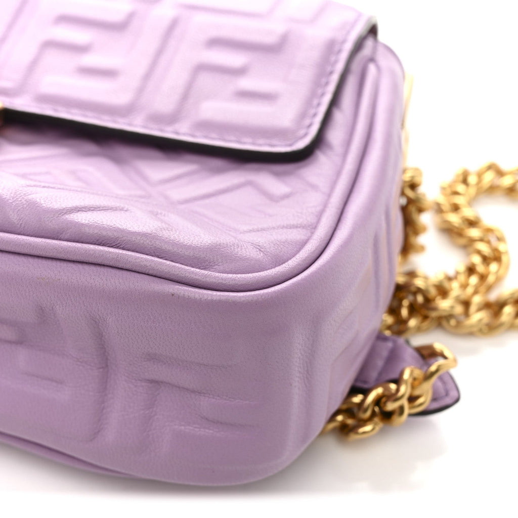 Nappa FF Embossed Small Midi Chain Baguette Violetta