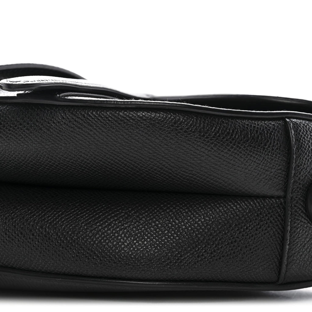 Grained Calfskin Saddle Bag Black