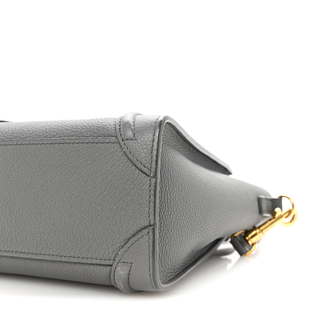 Baby Drummed Calfskin Nano Luggage Kohl