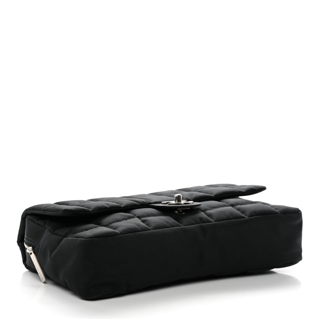 Nylon Square Quilted Flap Black