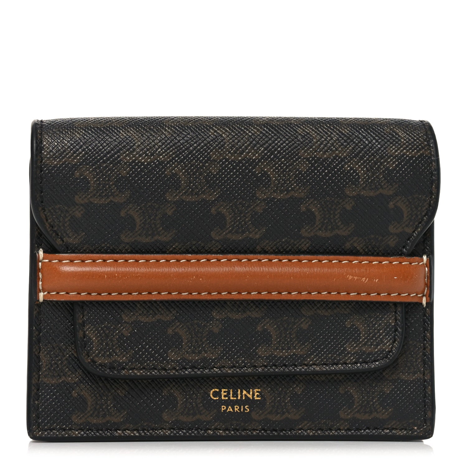 Triomphe Canvas Business  Holder Tan