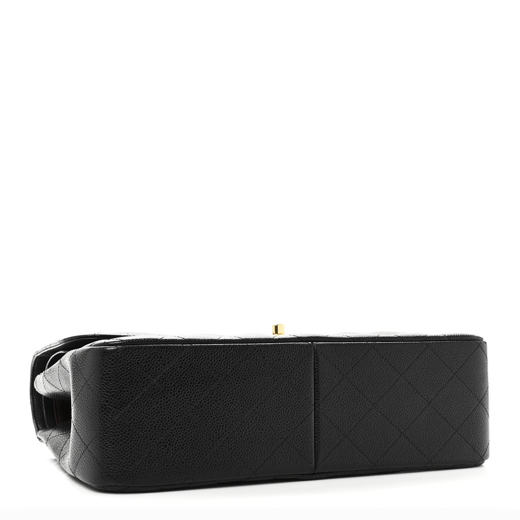 Caviar Quilted Jumbo Double Flap Black