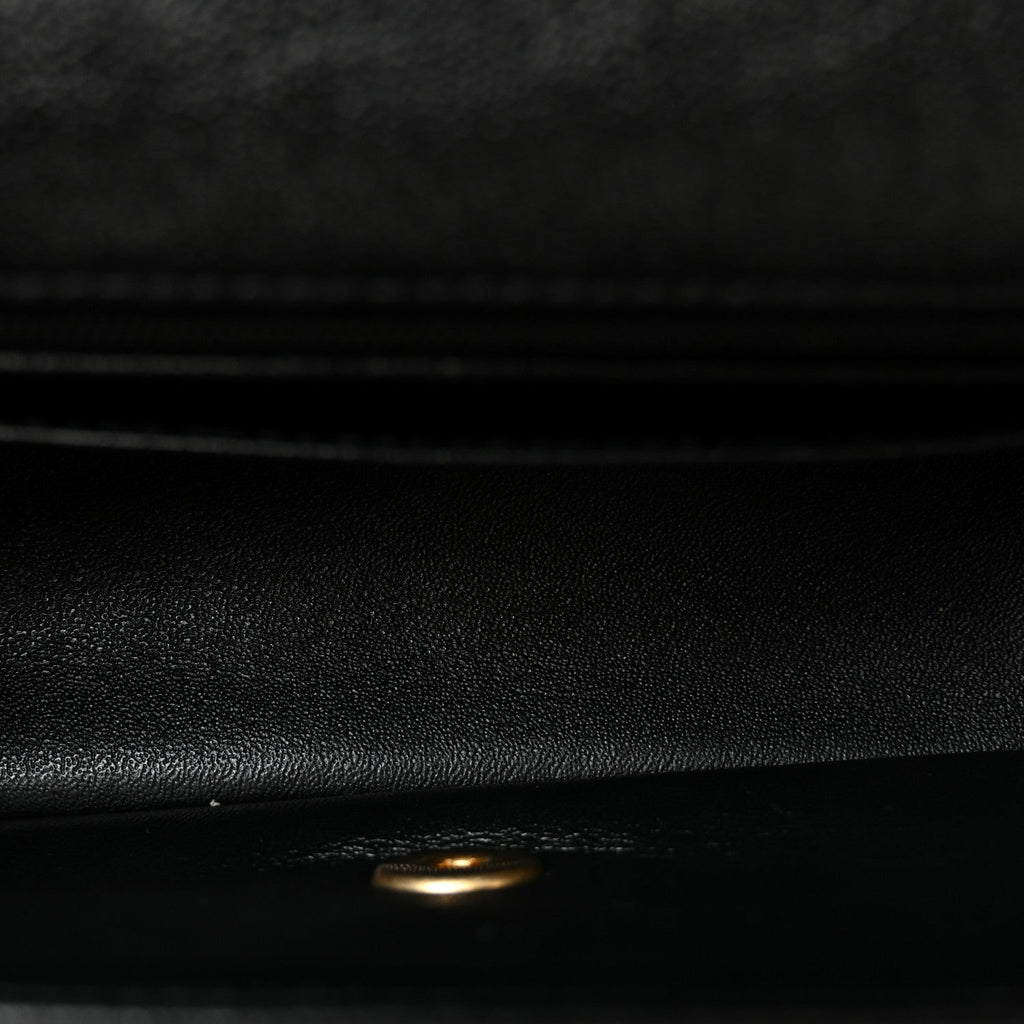 Caviar Quilted Mini Top Handle Rectangular Flap Black