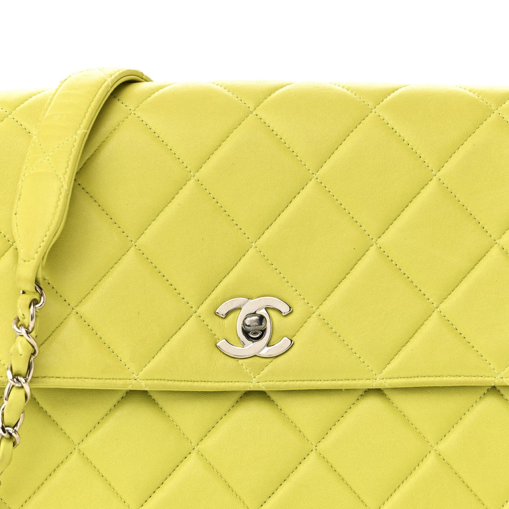 Lambskin Quilted CC Single Flap Green