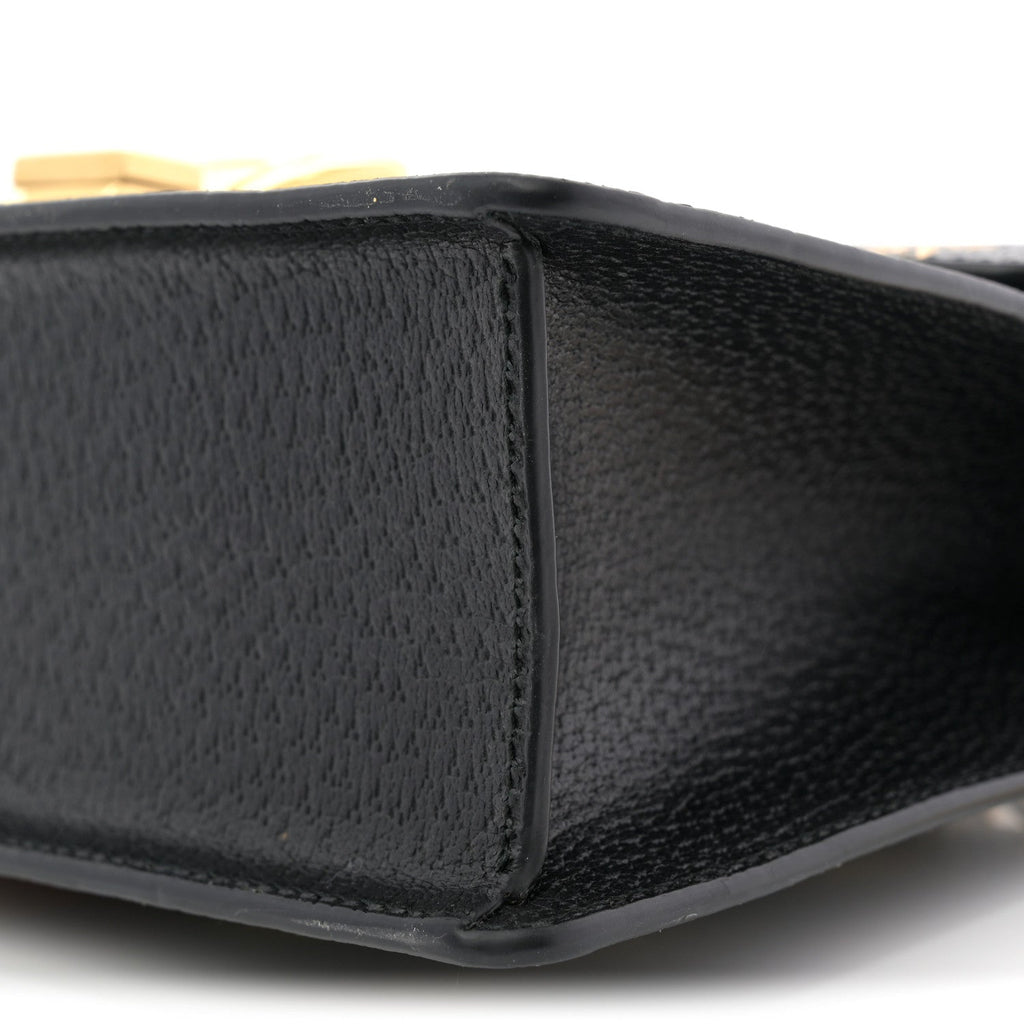 Textured Calfskin Bee Star Print Small Sylvie Shoulder Bag Black