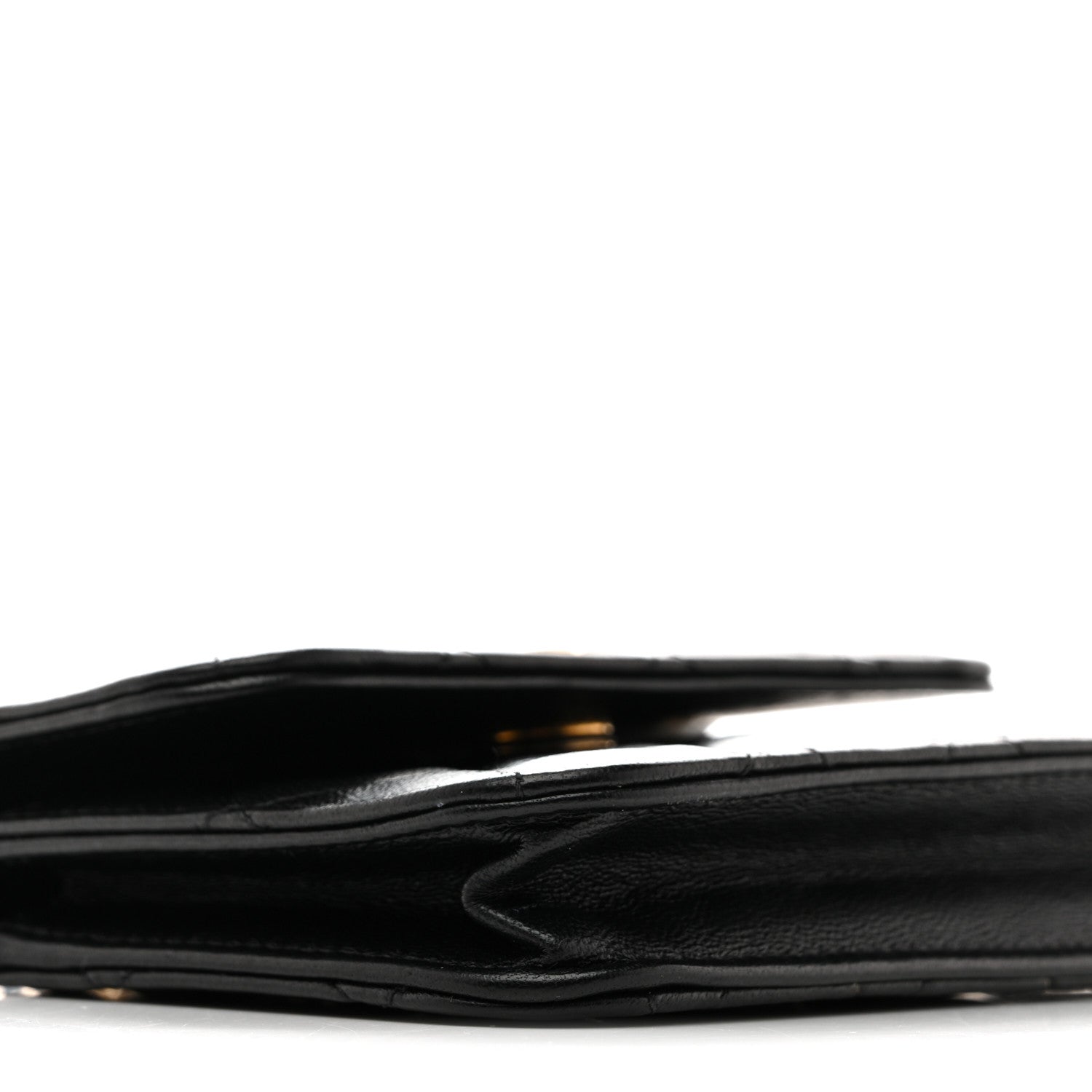 Lambskin Quilted Pearl Crush Clutch With Chain Black