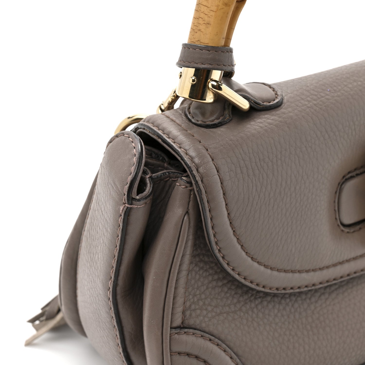 Calfskin Medium New Bamboo Top Handle Bag Mauve