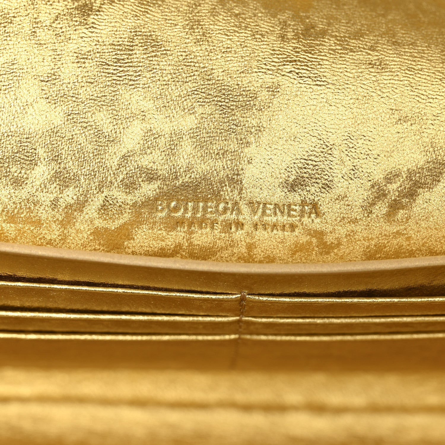 Metallic Satin Lambskin Intrecciato Long Andiamo Top Handle Clutch Gold