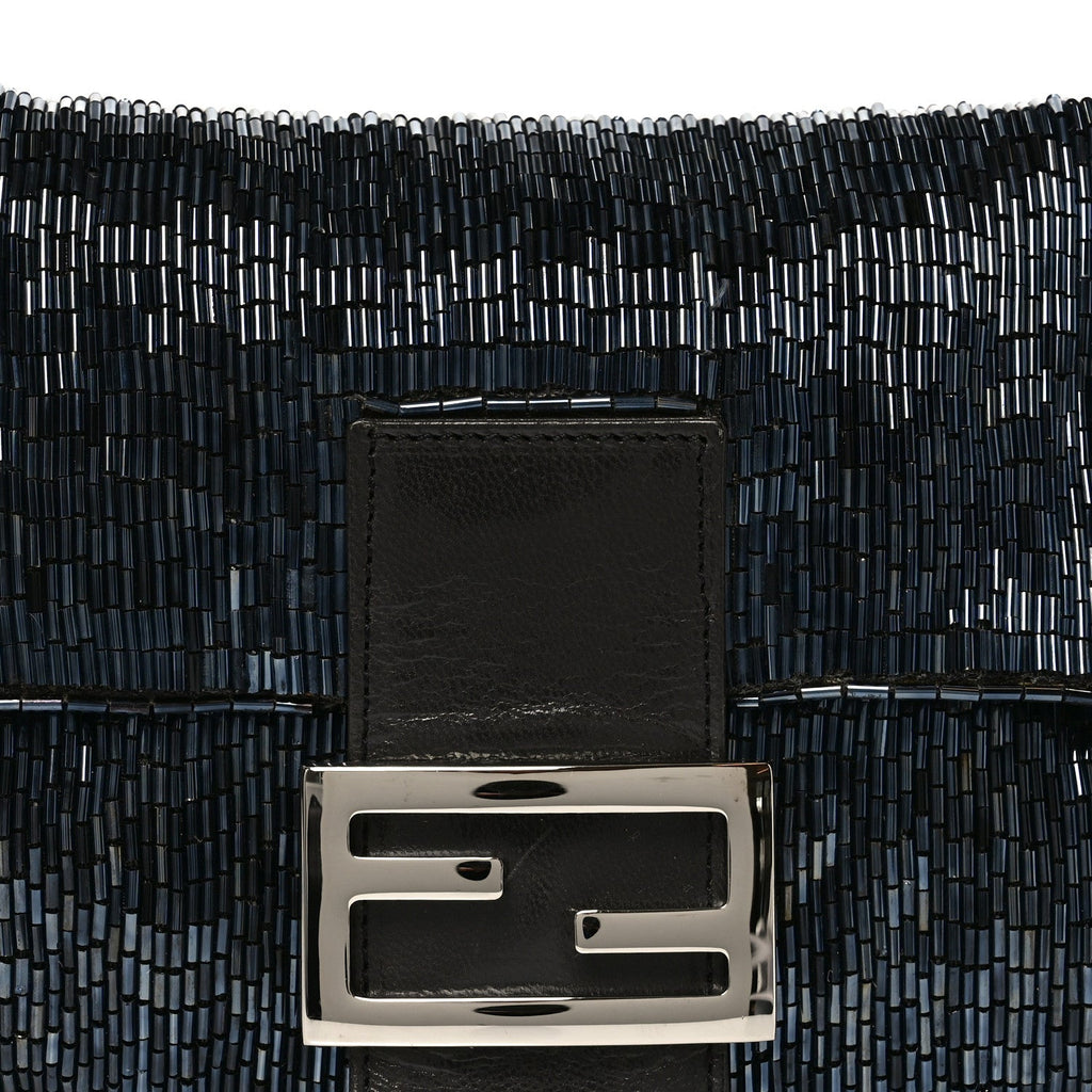 Satin Beaded Baguette Blue Brown