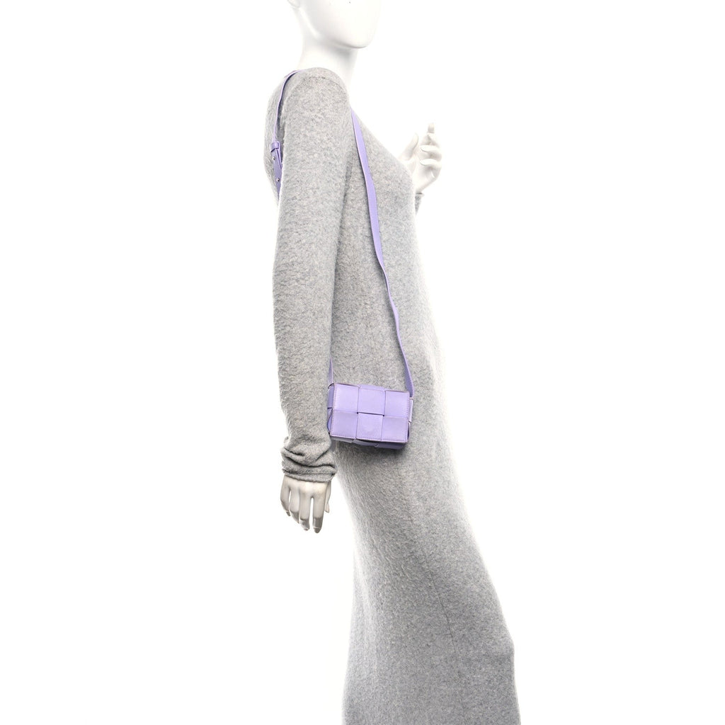 Lambskin Maxi Intrecciato Extra Mini Cassette Crossbody Bag Wisteria