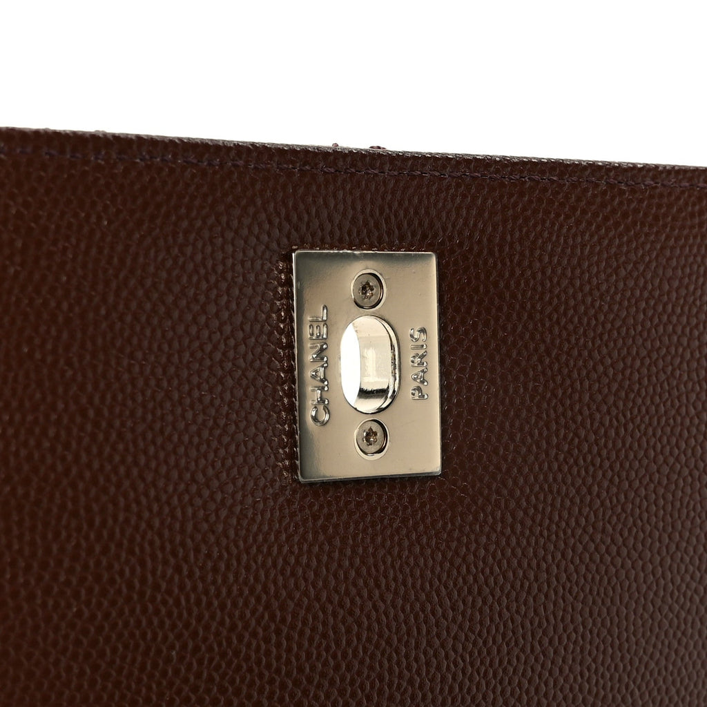 Caviar Quilted Small Coco Handle Flap Dark Brown