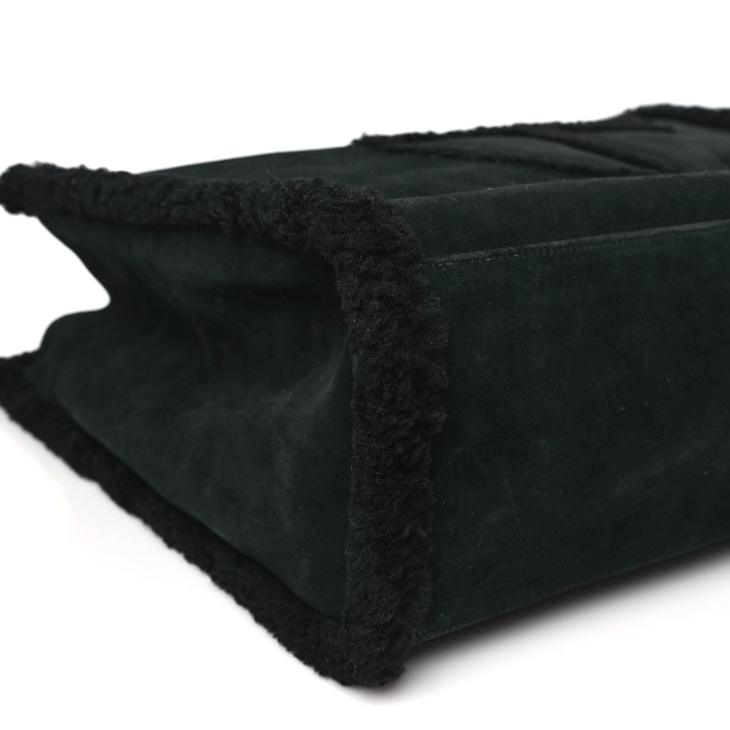 X UGG Suede Shearling Large Shopping Bag Black