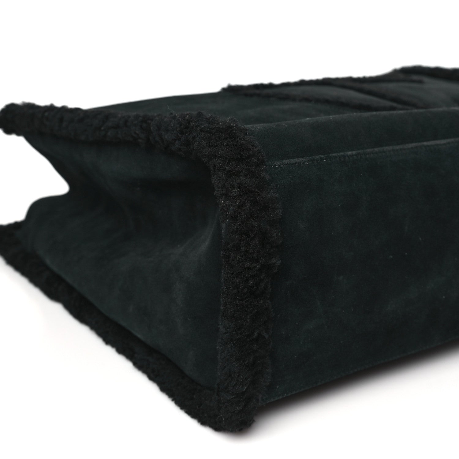 X UGG Suede Shearling Large Shopping Bag Black