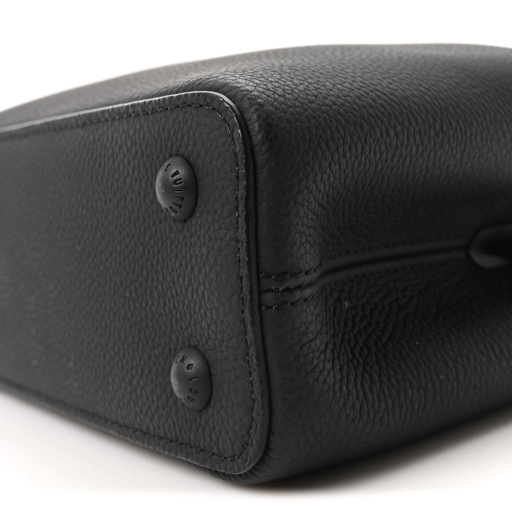 Matte Taurillon Capucines East West Mini All Black
