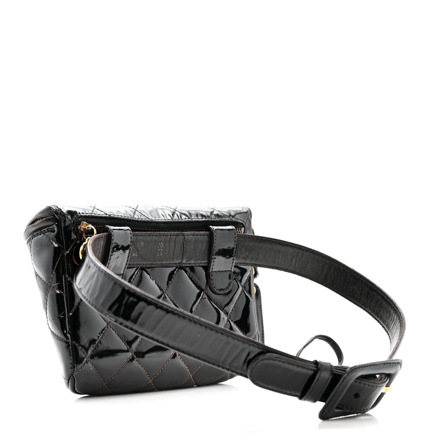 Patent Calfskin Quilted Waist Belt Bag 70 28 Black