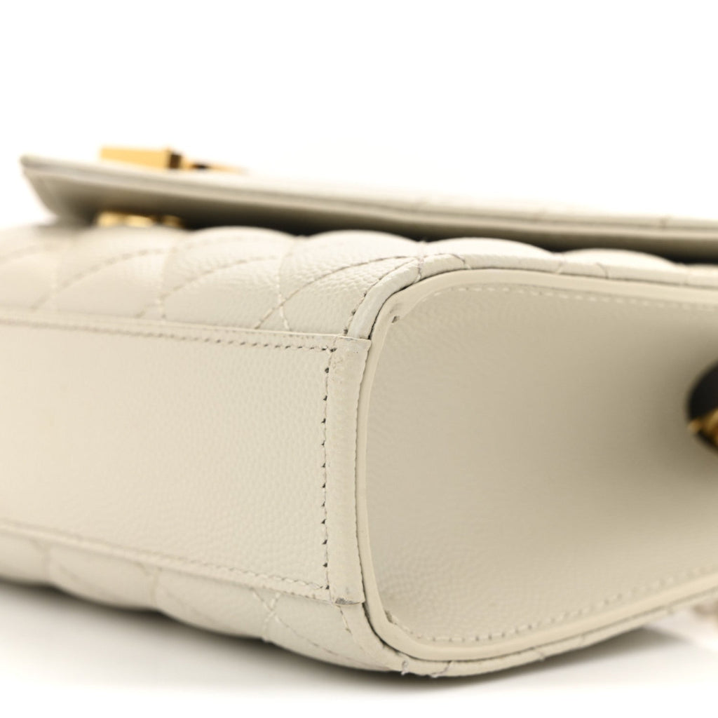 Grain De Poudre Textured Mixed Matelasse Triquilt Small Monogram Satchel Crema Soft