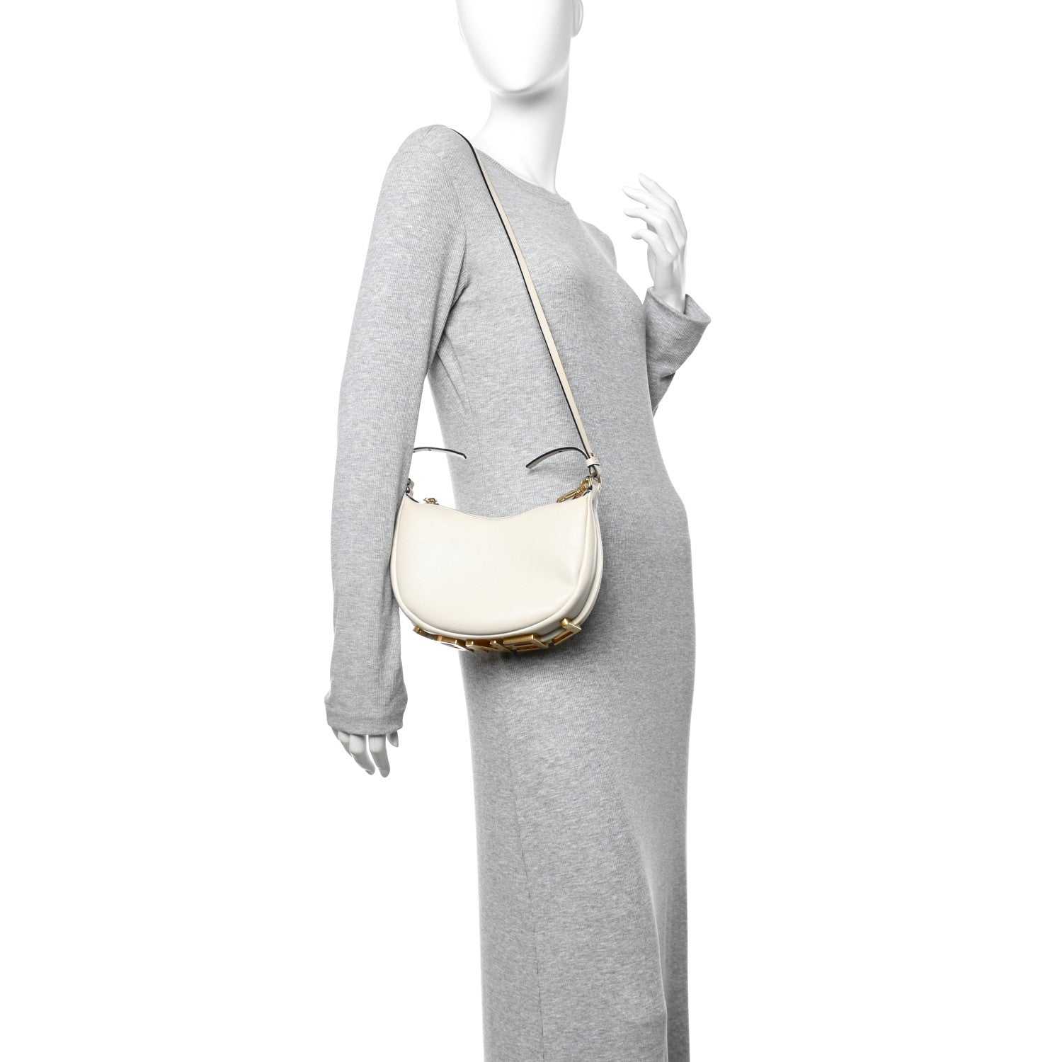 Vitello Grace Matte Mini Fendigraphy Hobo Bag Tortora