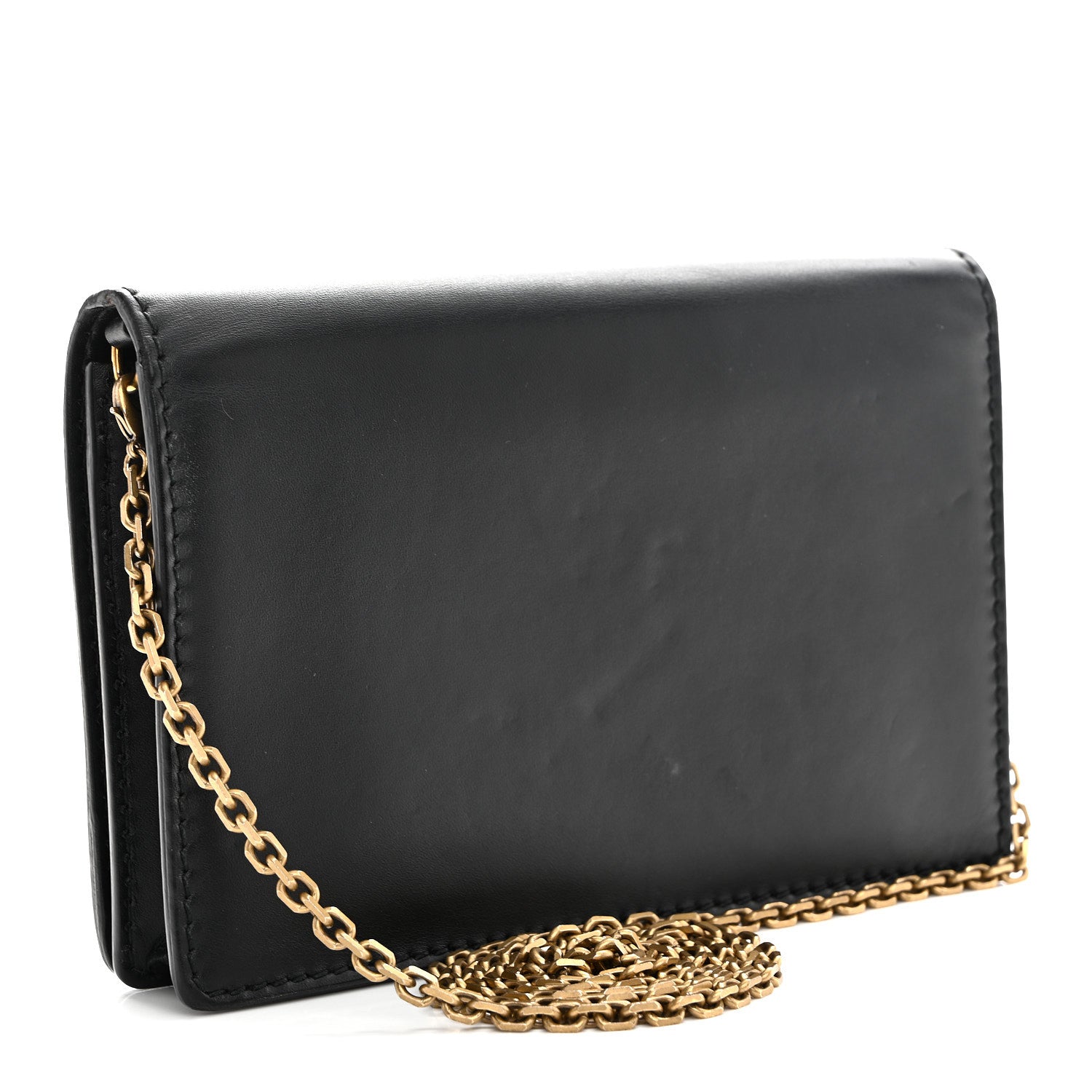 Calfskin J'Adior Wallet on Chain Pouch Black