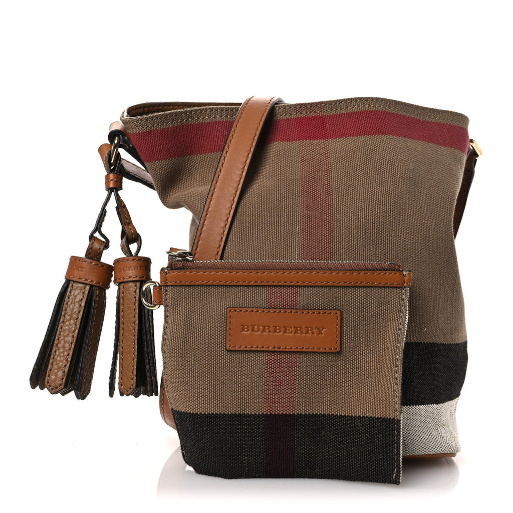 Canvas Mega Check Mini Ashby Tassel Crossbody Saddle Brown