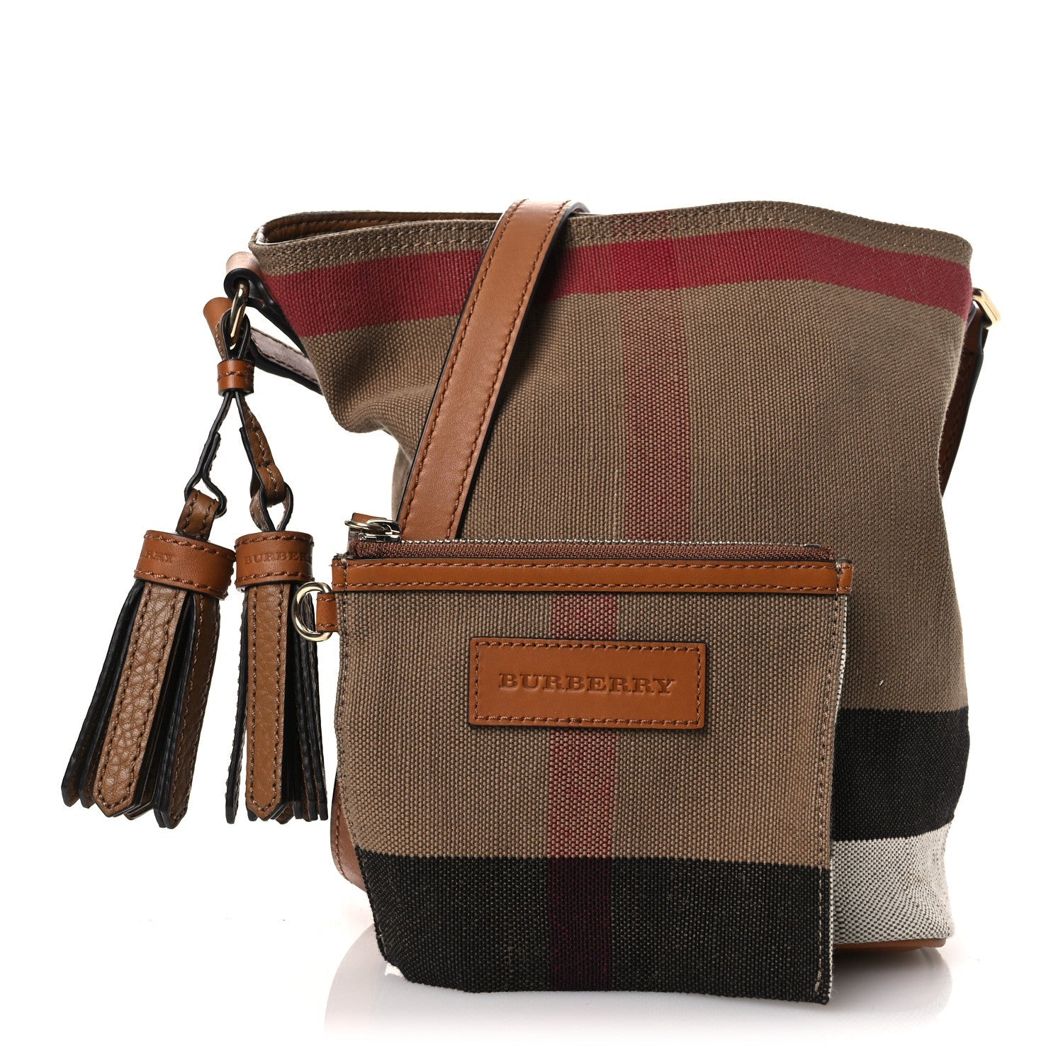 Canvas Mega Check Mini Ashby Tassel Crossbody Saddle Brown