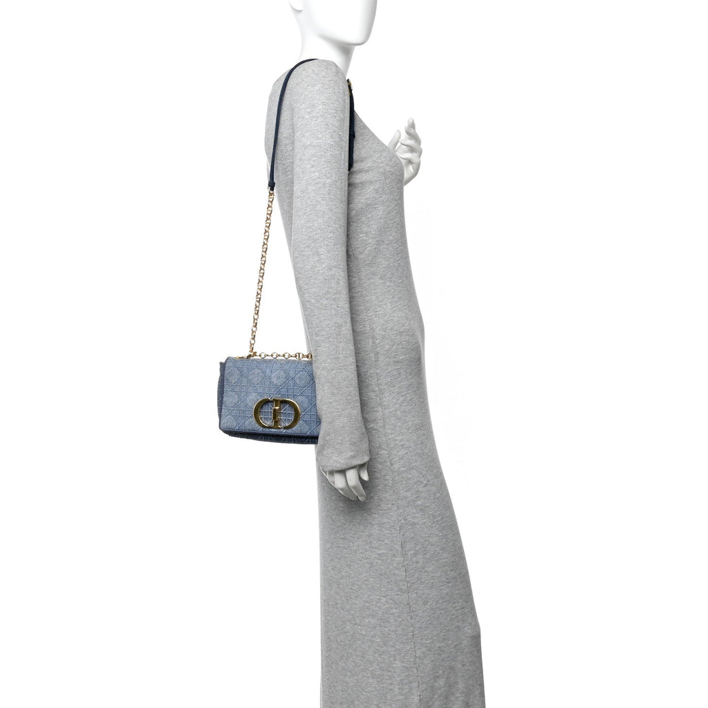 Denim Cannage Small Caro Bag Blue