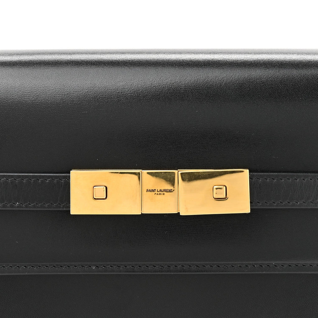 Smooth Calfskin Small Manhattan Shoulder Bag Black