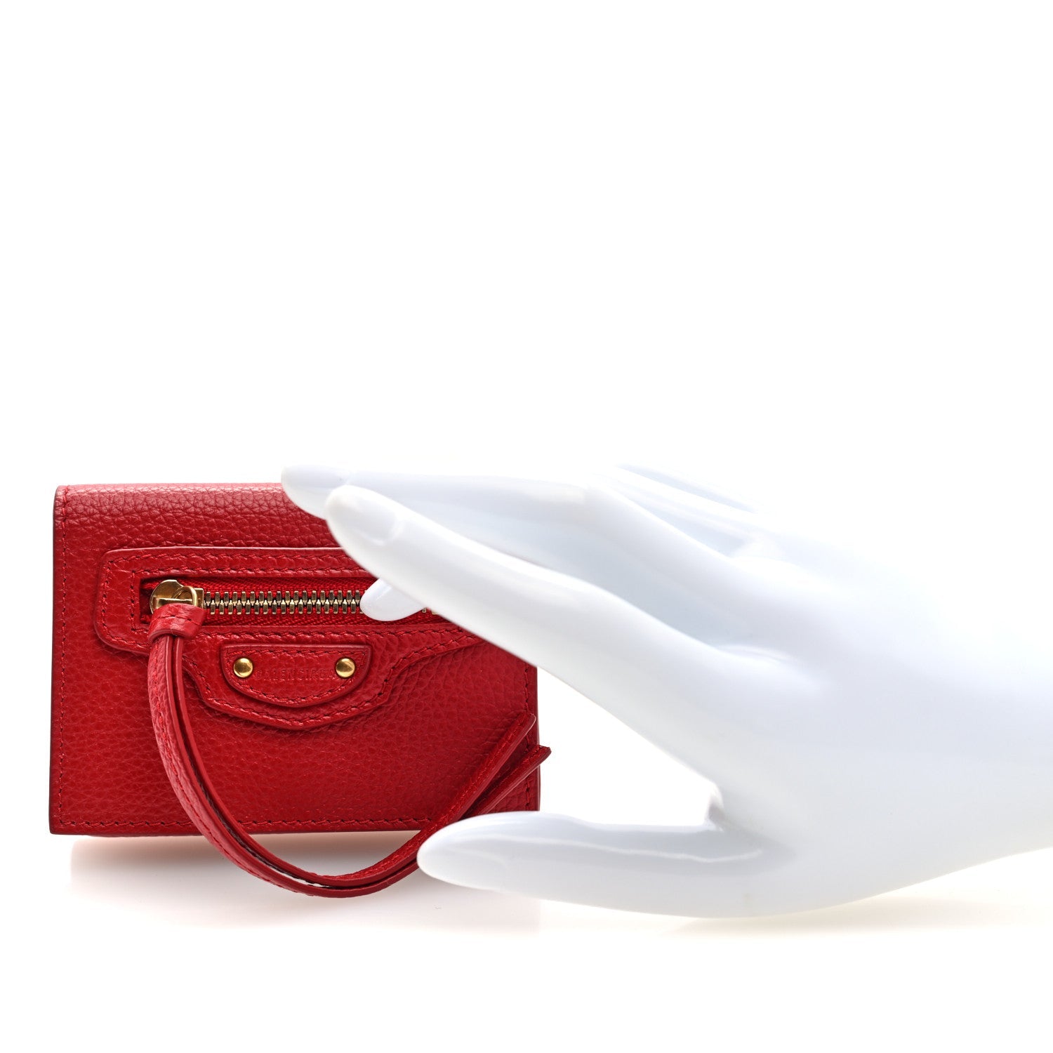 Chevre Gold Hardware City Mini Wallet Red