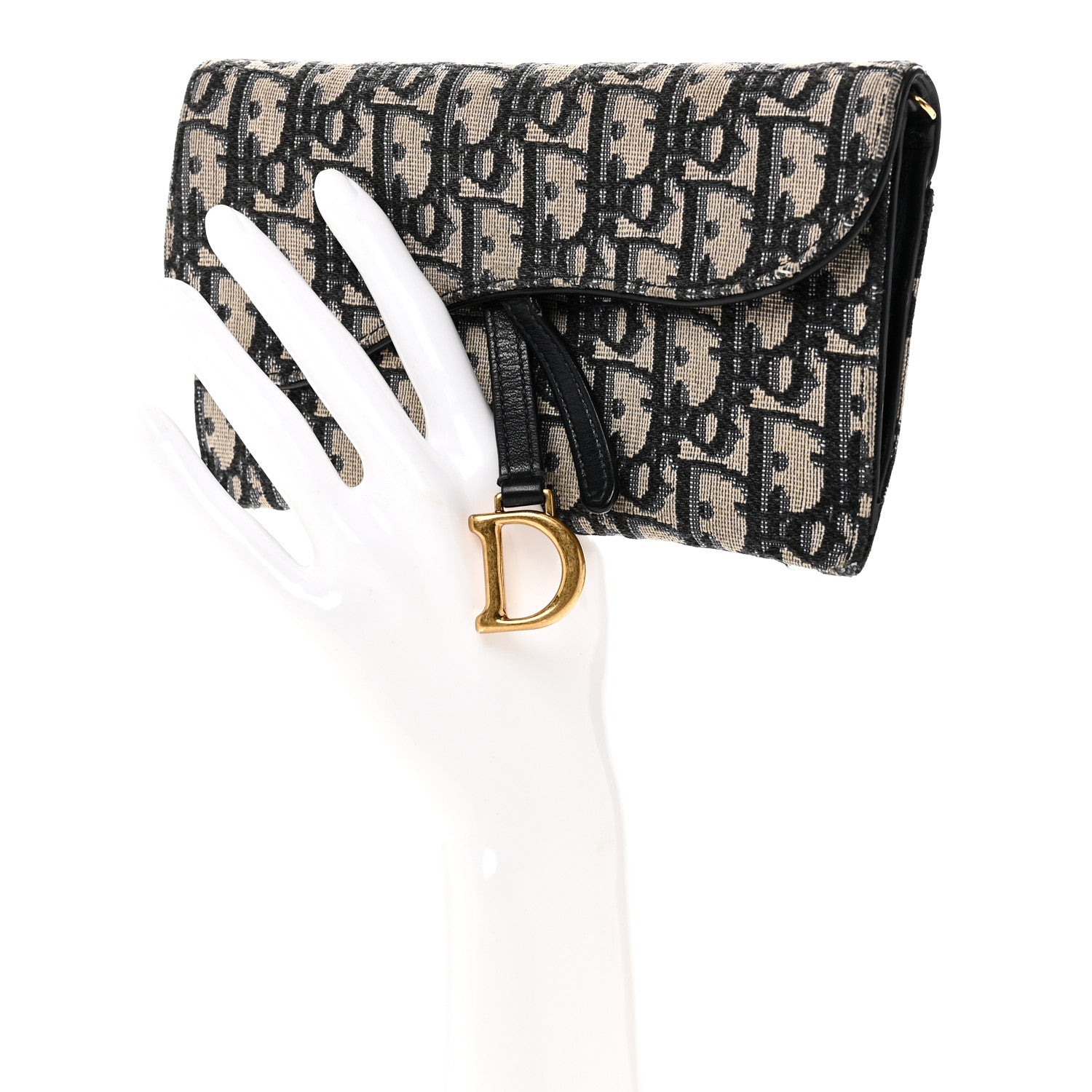 Oblique Saddle Chain Long Wallet Blue