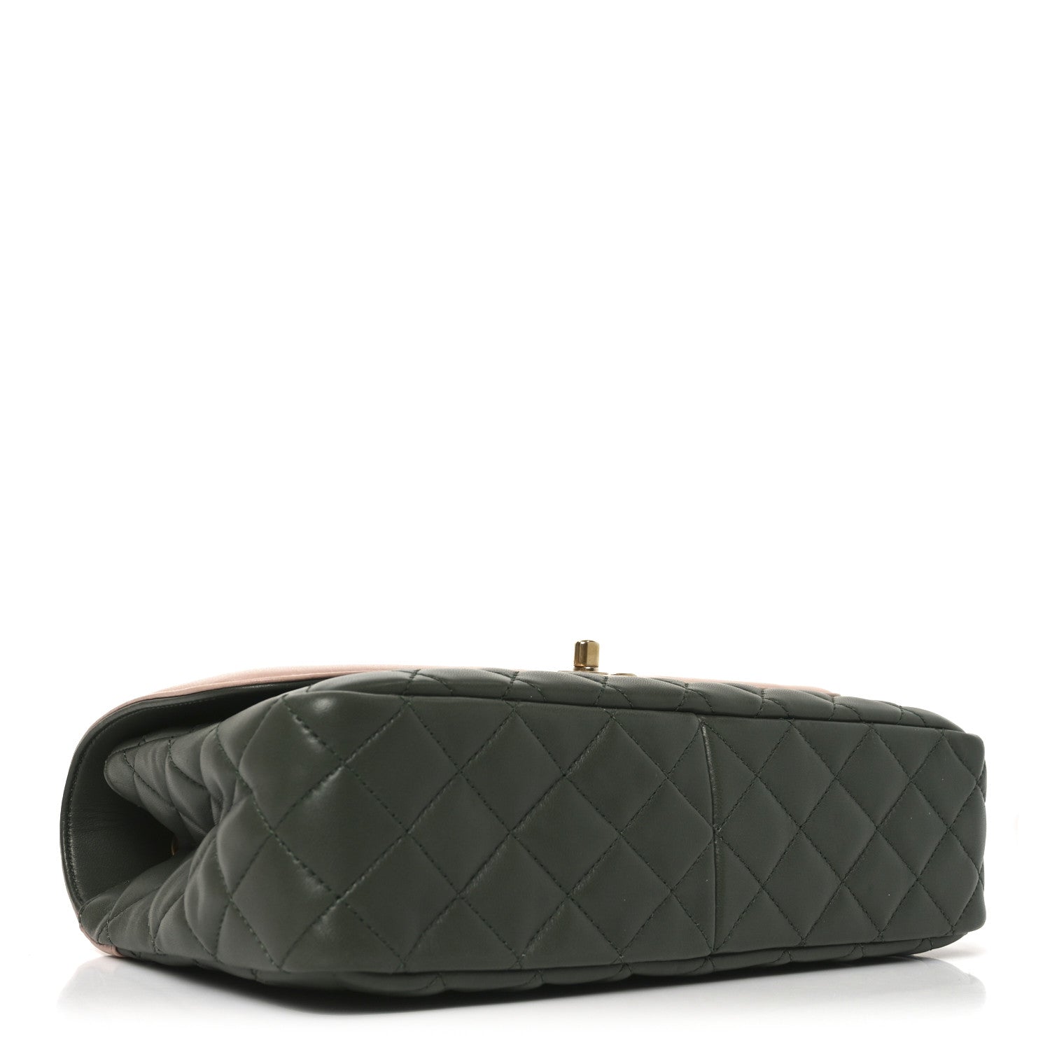 Lambskin Quilted Medium Bi-Color Flap Green Pink