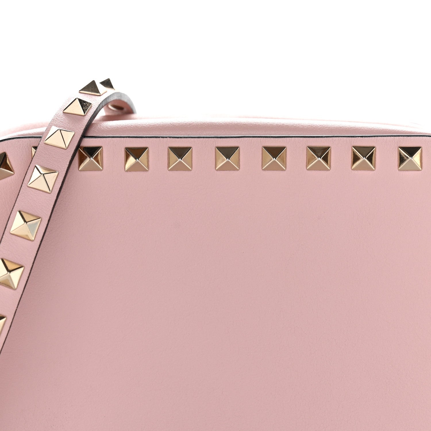 Calfskin Rockstud Camera Crossbody Bag Water Rose