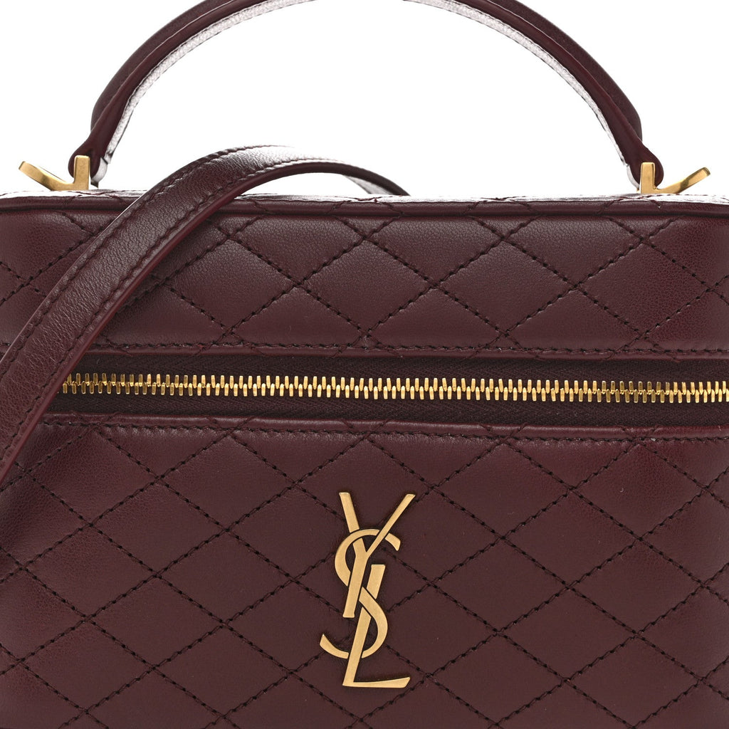 Lambskin Quilted Mini Gaby Vanity Case  Rouge Cabernet