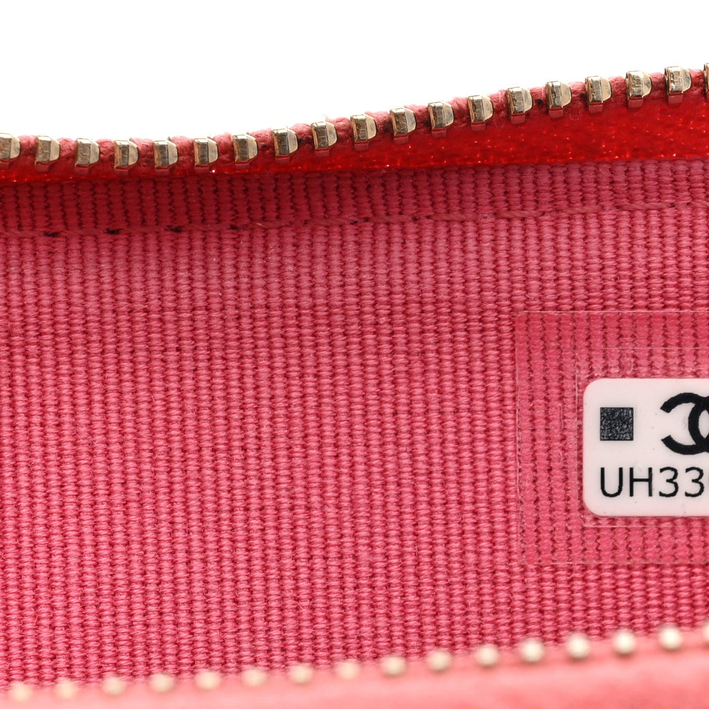 Caviar Quilted CC Zip Around  Holder Pink