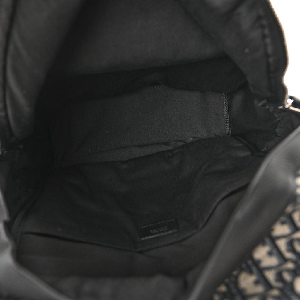 Oblique Calfskin Rider Backpack Beige Black