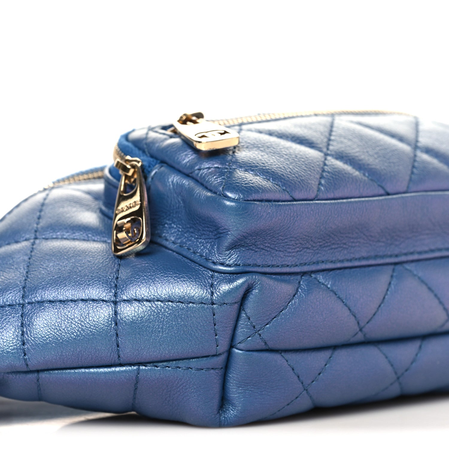 Iridescent Calfskin Quilted All About Waist Belt Bag Dark Blue
