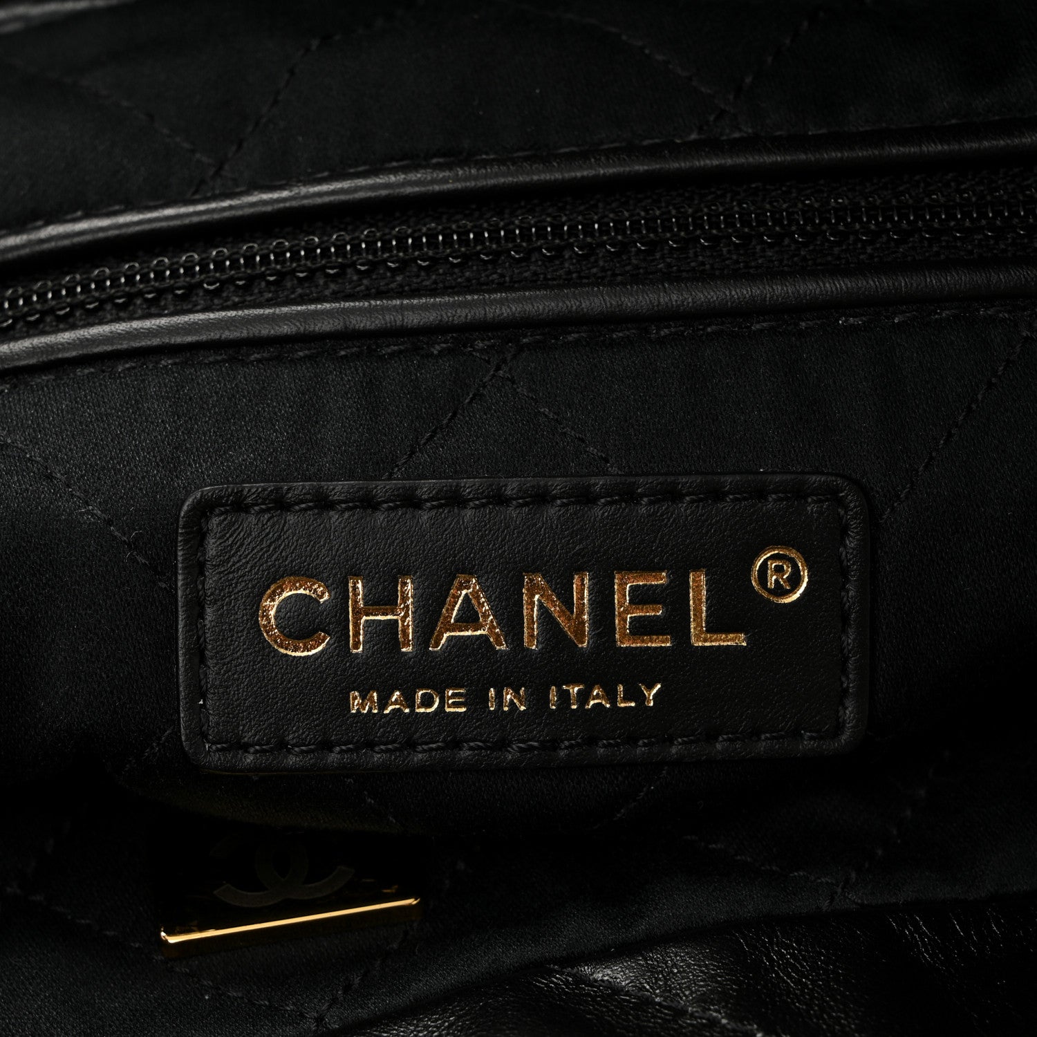 Shiny Calfskin Quilted Small Chanel 22 Black