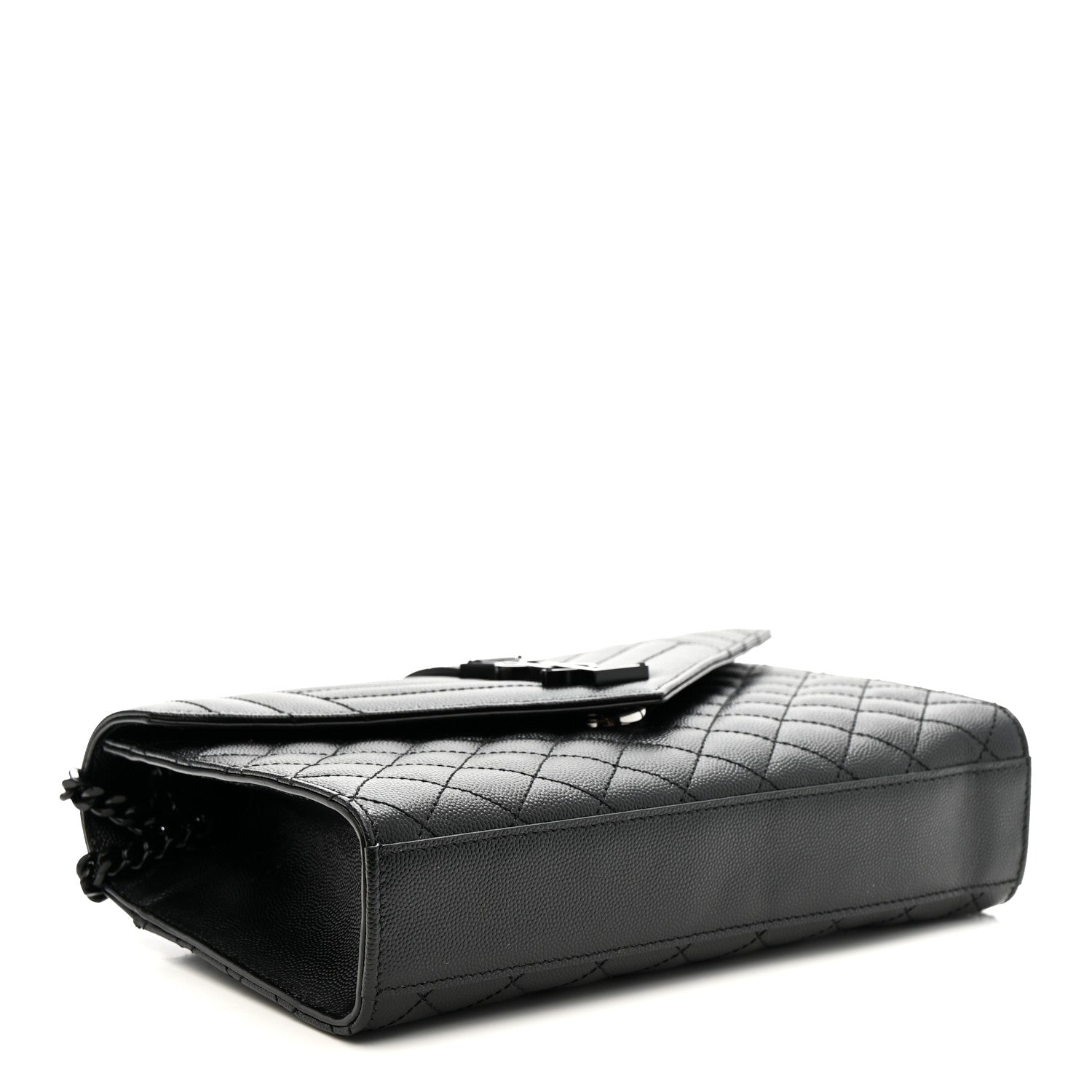 Grain De Poudre Textured Mixed Matelasse Triquilt Medium Monogram Monochrome Satchel Black