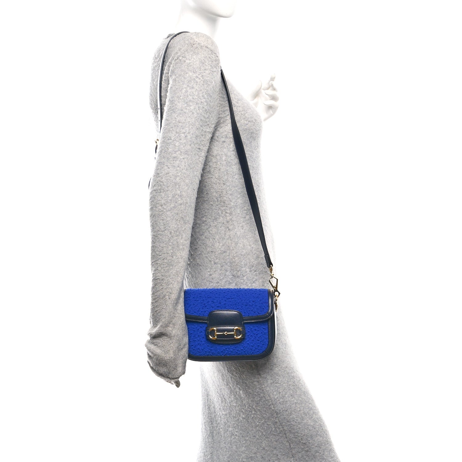 Casy Wool Azalea Calfskin Mini Horsebit 1955 Shoulder Bag Blue China